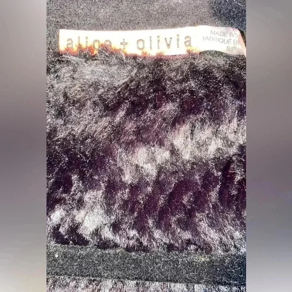 Alice and Olivia black crop long sleeve leather trim wool and cashmere jacket S - Picture 4 of 5